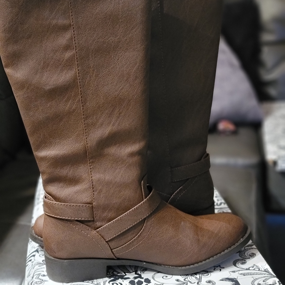 Brown knee high boots